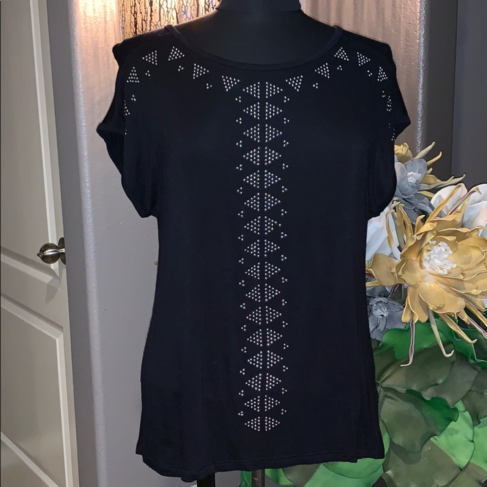 Bobeau Black Silver studded Top